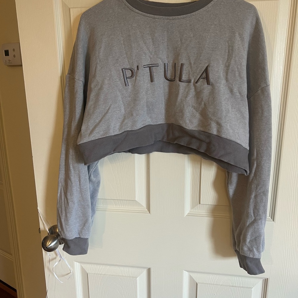 P'tula Gray Cropped Boxy Hoodie